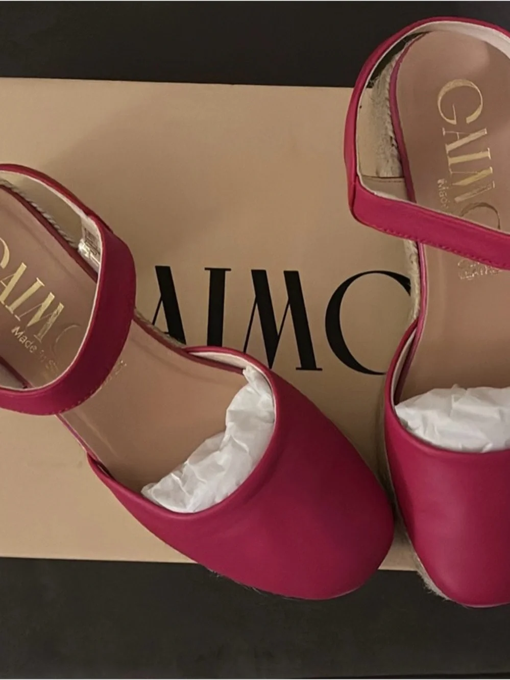 GAIMO Fuchsia Espadrille Block Heel Sandals